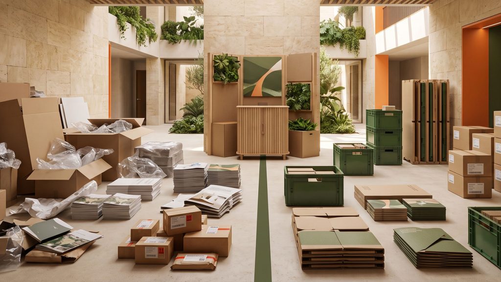 Comparativa entre una campaña promocional con residuos y una logística sostenible con materiales reutilizables en Baleares